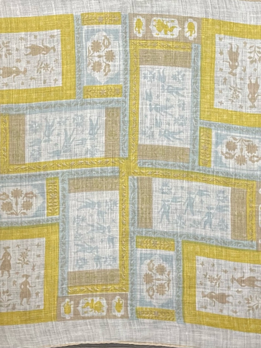 Vintage 50s Tammis Keefe Linen Cotton Sxarf 15 In Sq Poor Condition